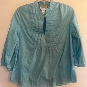 Talbots Aqua Pleated Blouse